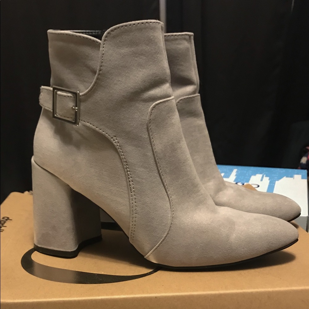 Grey Suede Heeled Boots